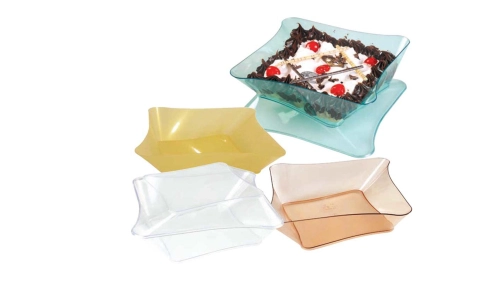 Wavy quadrilateral bowl with or without cap 1.600cc