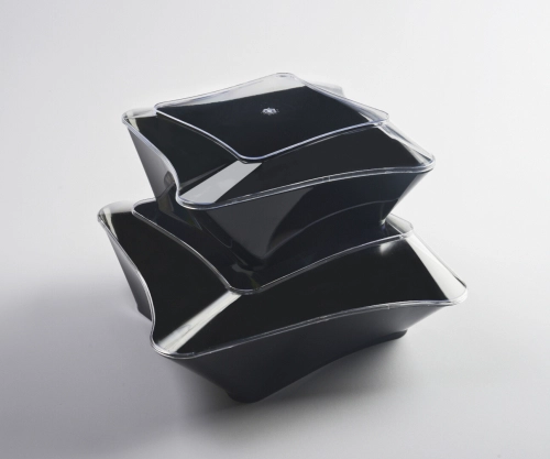 Wavy quadrilateral bowl with or without cap 250cc